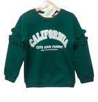 Califorina With Frill Green Sweatshirt Girls ( R-64 )