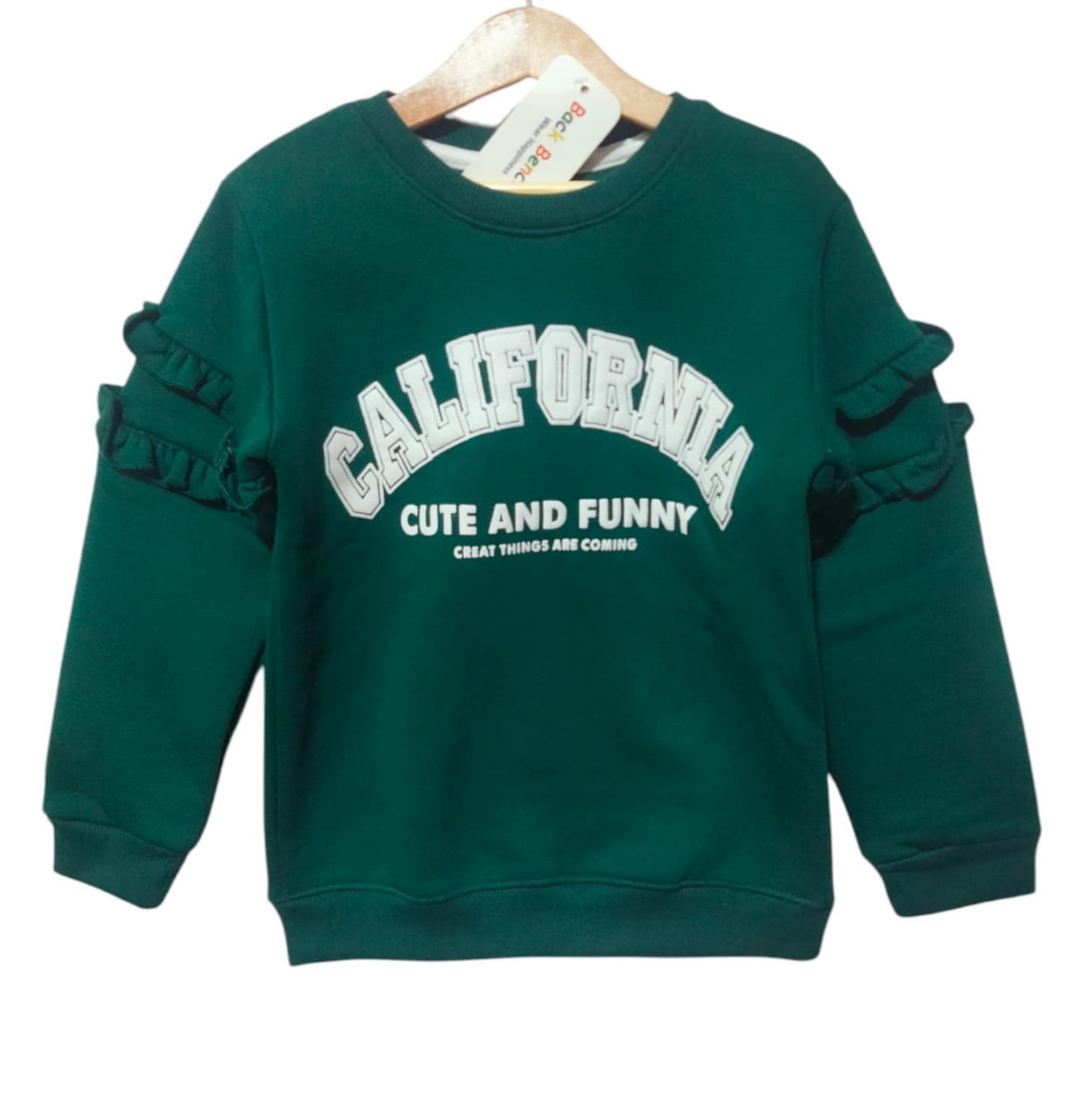 Califorina With Frill Green Sweatshirt Girls ( R-64 )