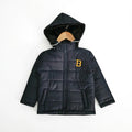 "B" Navy Blue Puffer Jacket Removable Hood Unisex