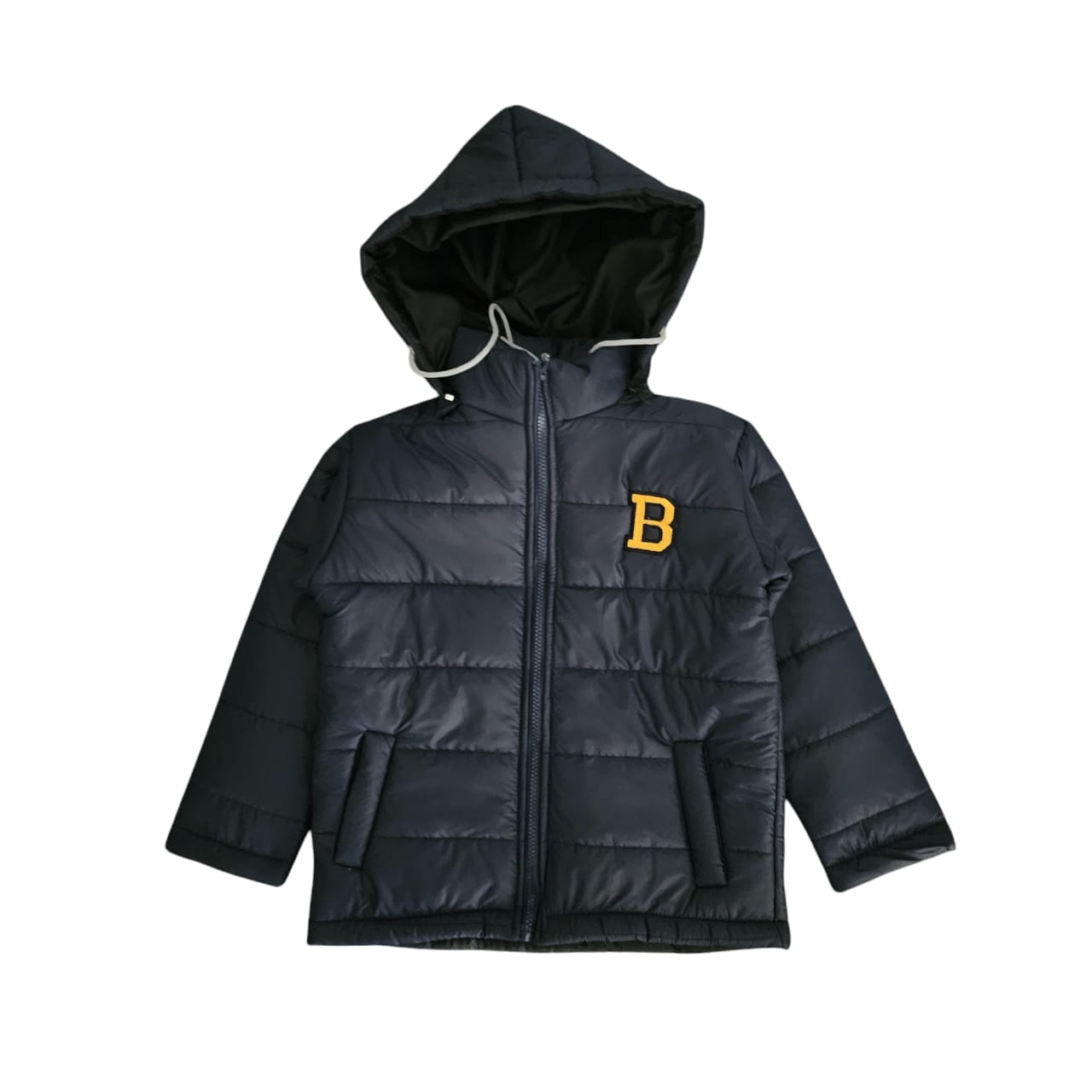 "B" Navy Blue Puffer Jacket Removable Hood Boys(S)