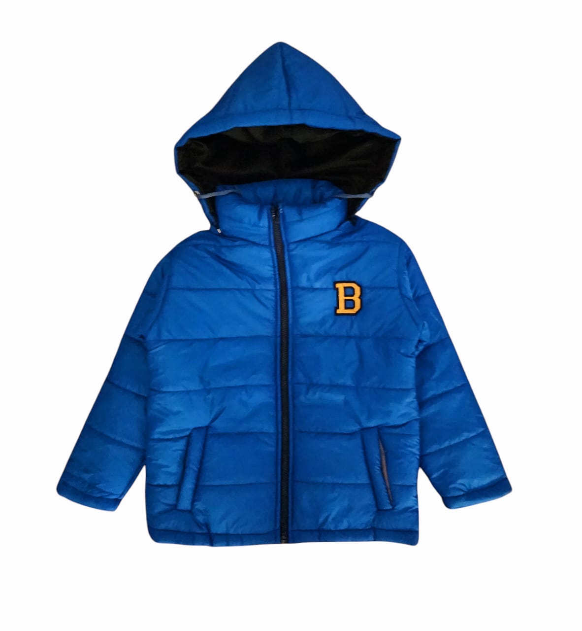 "B" Royal Blue Puffer Jacket Removable Hood Girls (S)