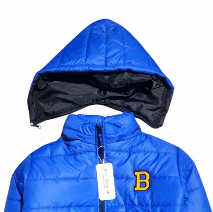 "B" Royal Blue Puffer Jacket Removable Hood Girls (S)