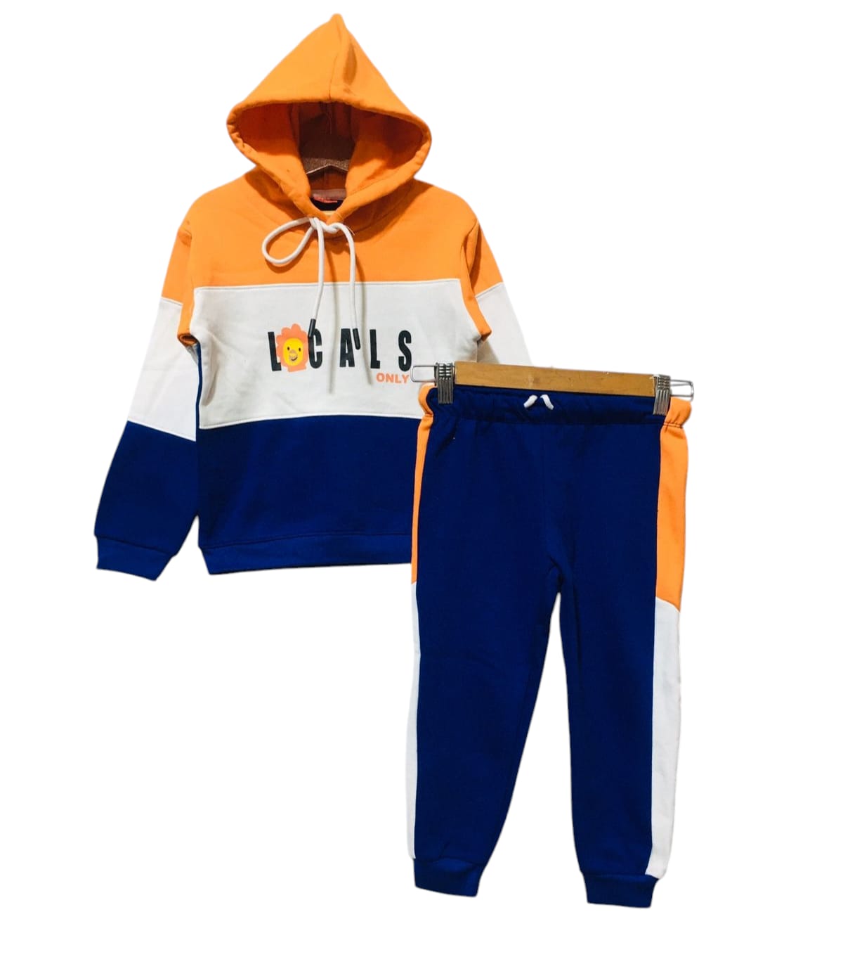 Local Orange & Royal Blue Hoodie Track-suit Boys ( R-98  )
