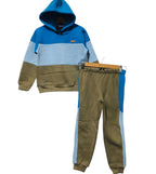 Three Penal Royal Blue & Mehndi Hoodie Track-suit Boys ( R-309 )
