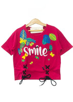 Smile Dark Pink T-Shirt Girls ( R-217 )