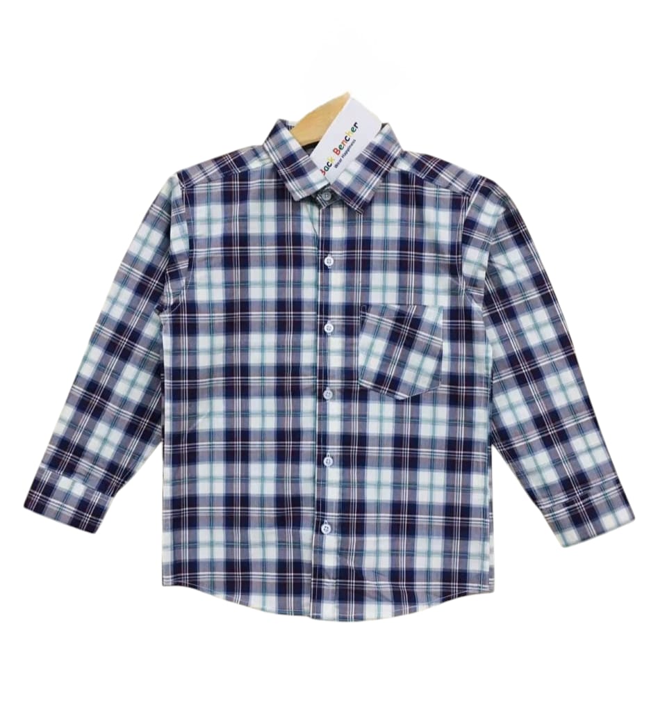 Cream & Mahroon Checked Casual Shirt Boys ( R-131 )