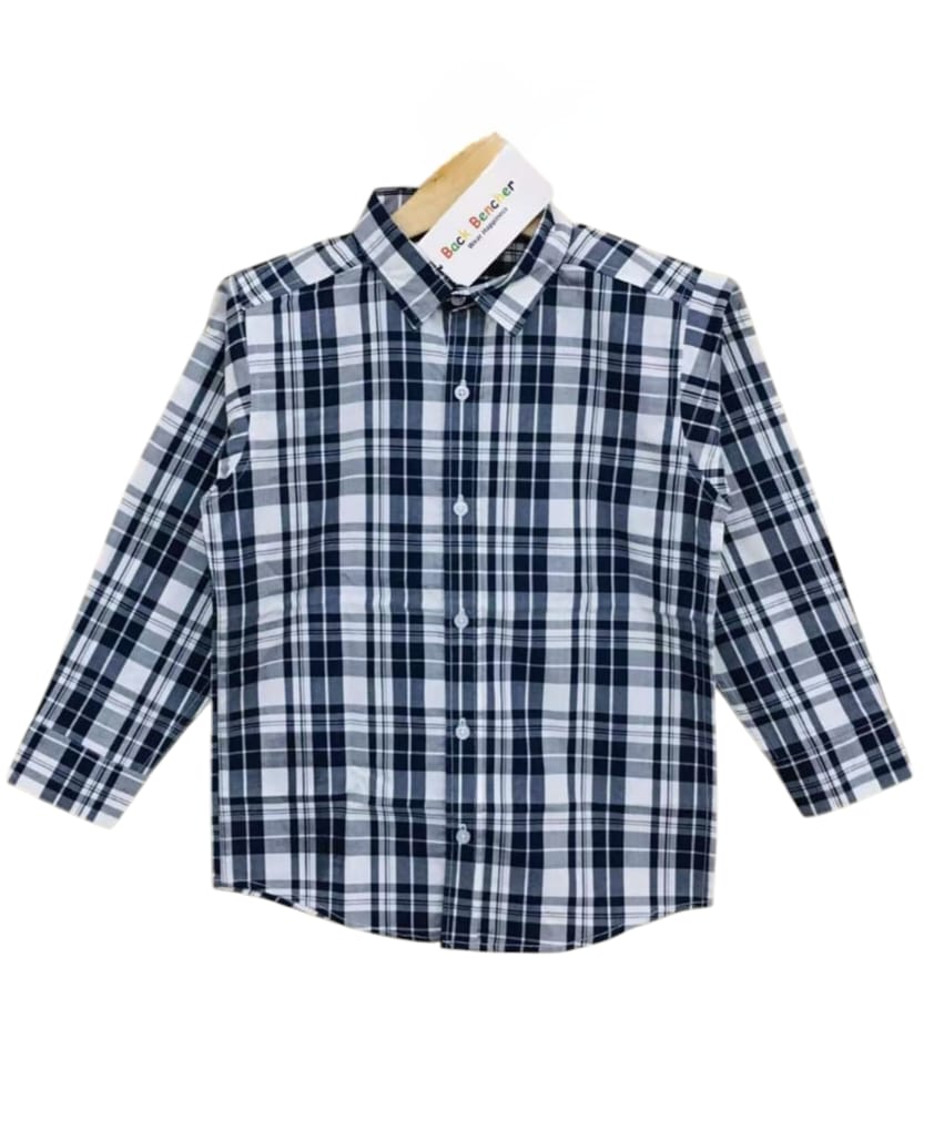 Blue & White Checked Casual Shirt Boys ( R 237 )