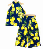 Lemon Printing Navy Skirt Suit Girls ( R-215 )