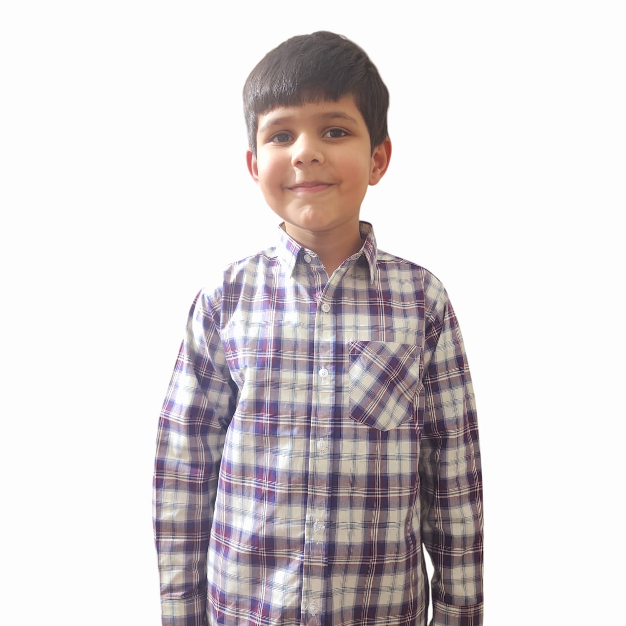 Cream & Mahroon Checked Casual Shirt Boys ( R-131 )