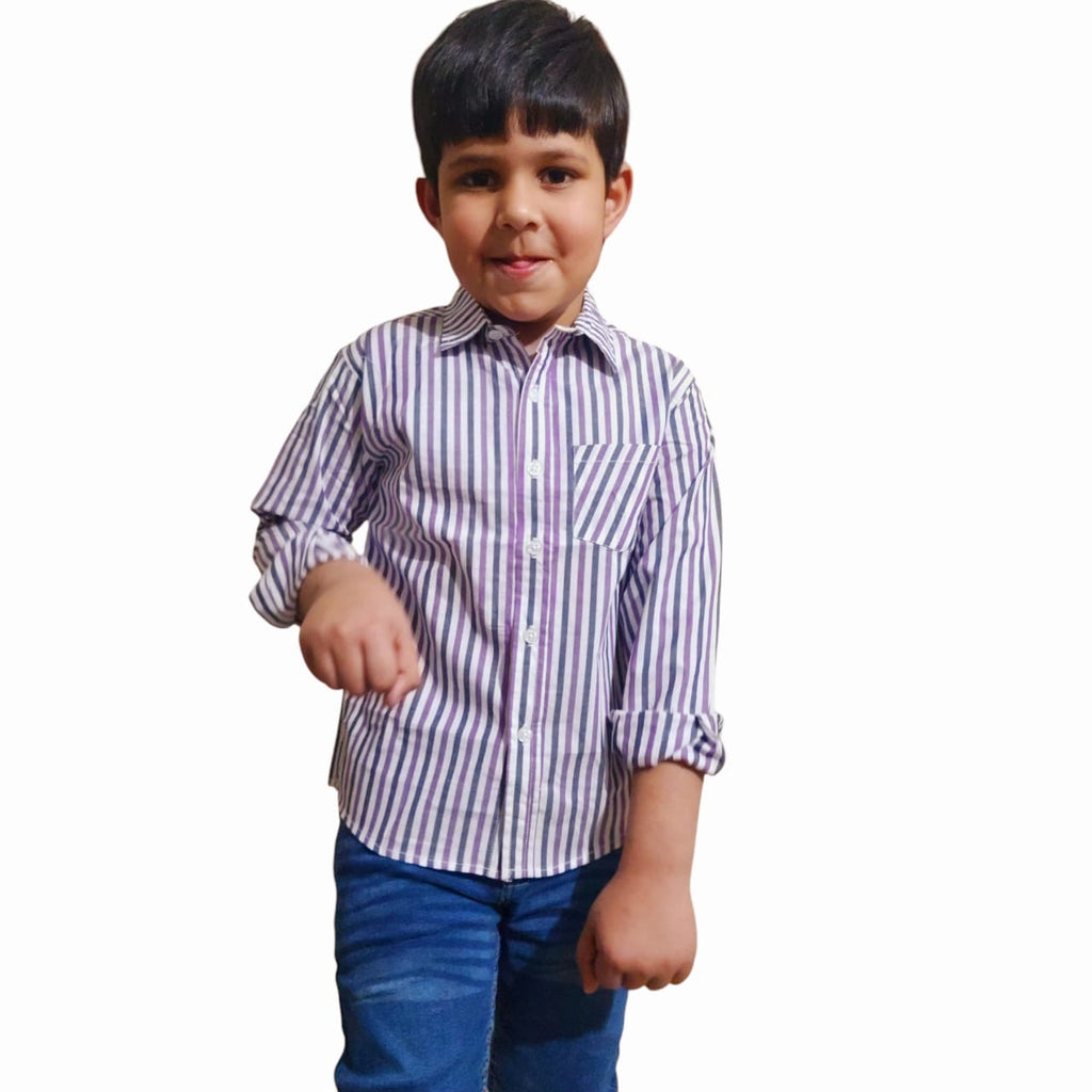 Purple & Black Line Casual Shirt Boys ( R-145=153 )