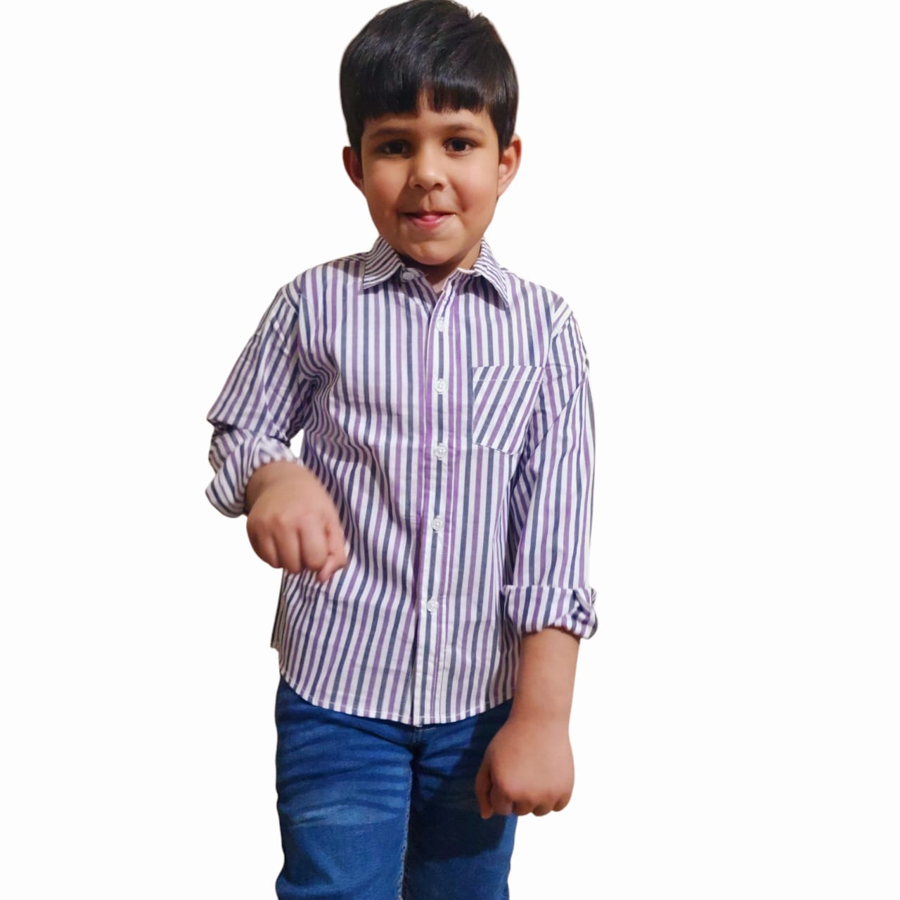 Purple & Black Line Casual Shirt Boys ( R-145=153 )