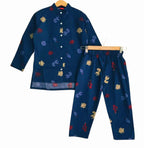 Yellow Multi Flowers Navy Blue Top Pairs Girls ( R-289 )
