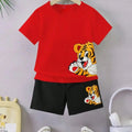 Tiger Print Red Nicker Suit Boys ( R-34 N)