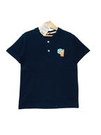 Spinner Logo Navy Henley Polo Shirt Boys ( R-103 )