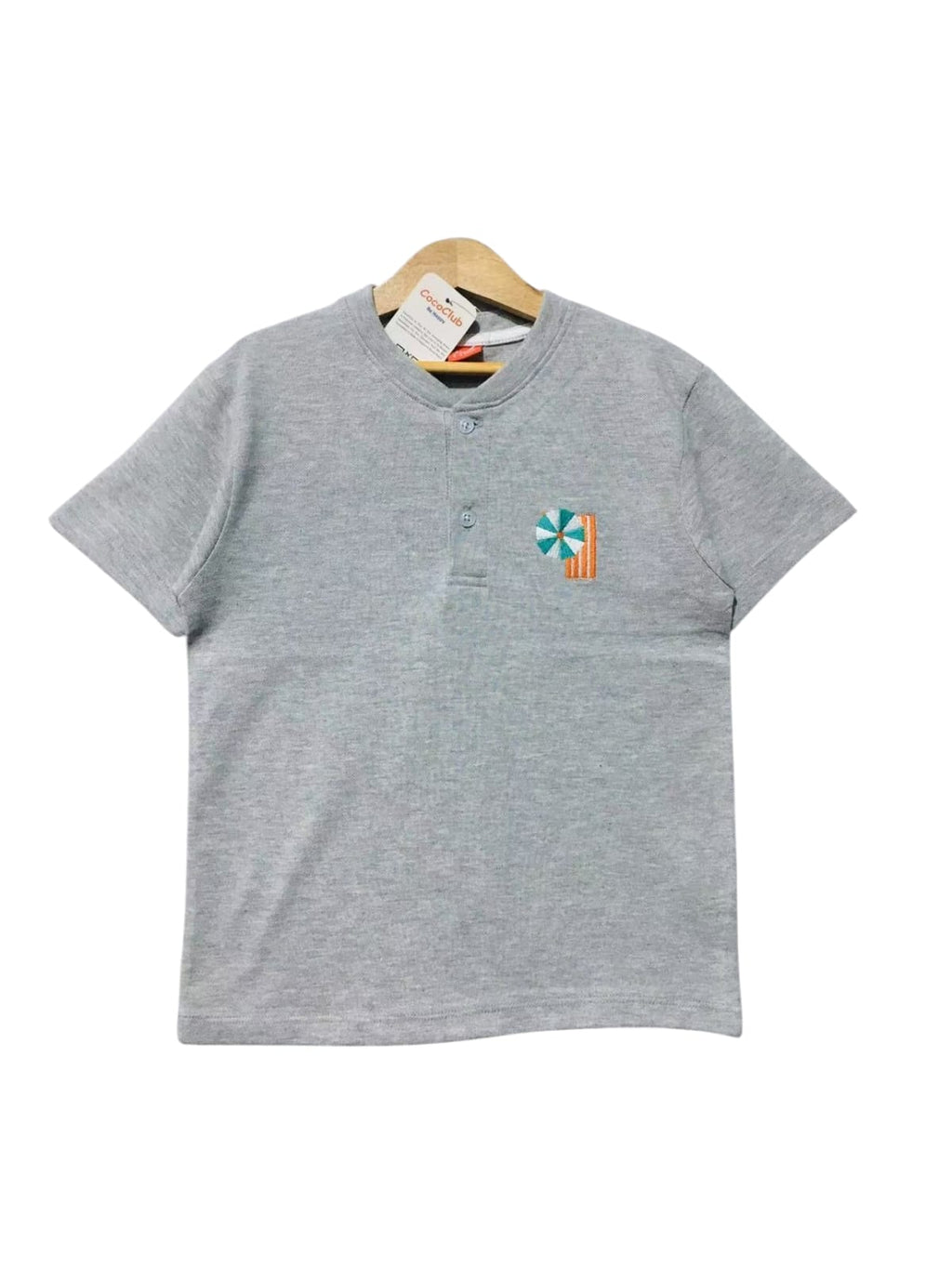 Spinner Logo Oatmeal Henley Polo Shirt Boys ( R-110 )