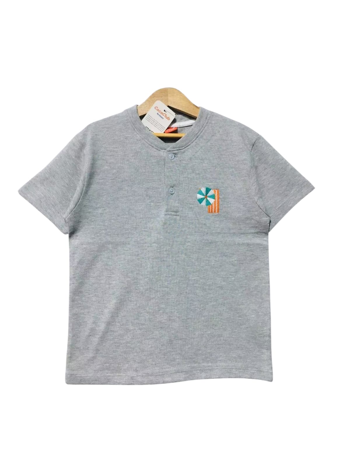 Spinner Logo Oatmeal Henley Polo Shirt Boys ( R-110 )