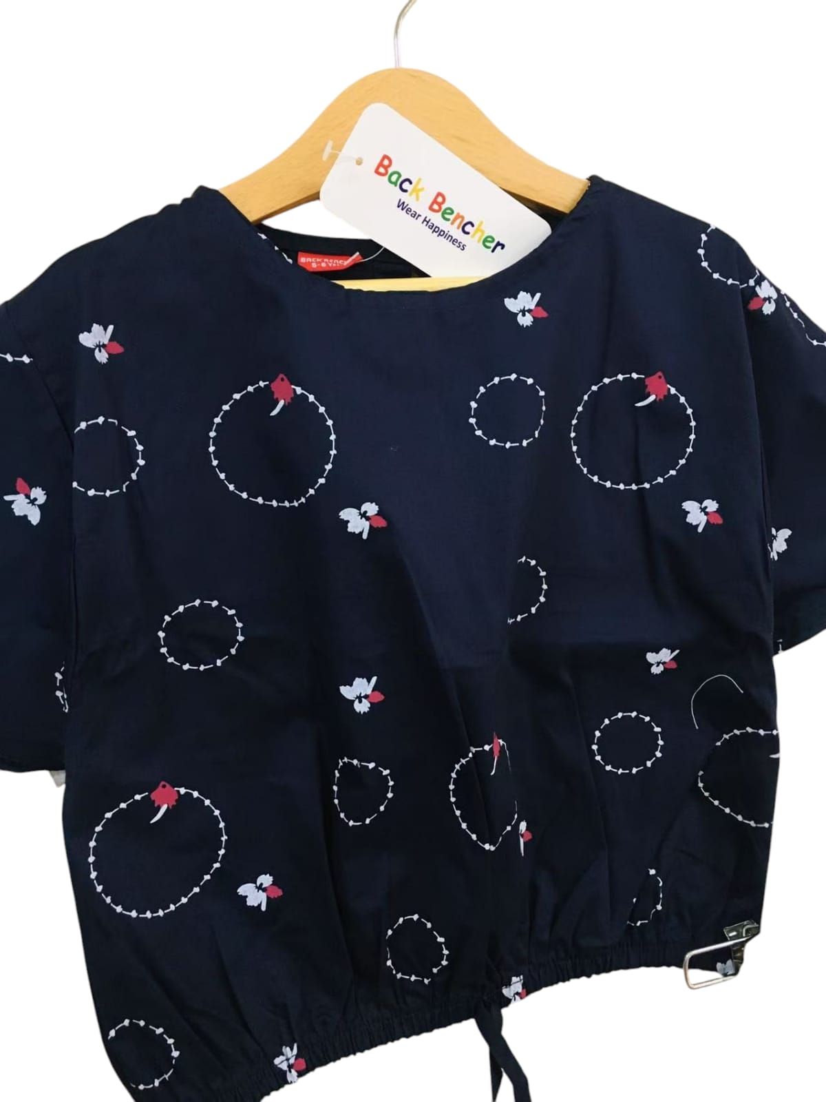 White Circle Half Sleeve Navy Skate Fish Girls ( R-271 )