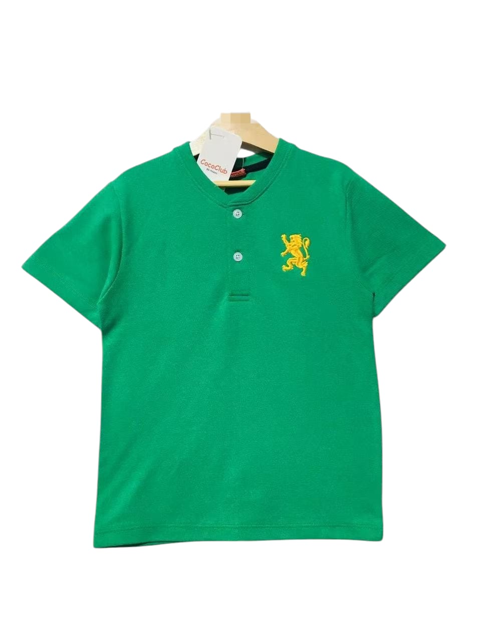 Horse Logo Green Henley Polo Shirt Boys ( R-357 )