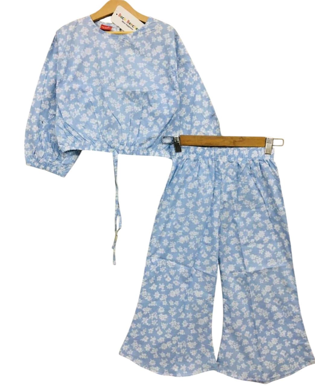 White Flower Full Sleeve Sky Blue Skate Fish Girls ( R-421 )