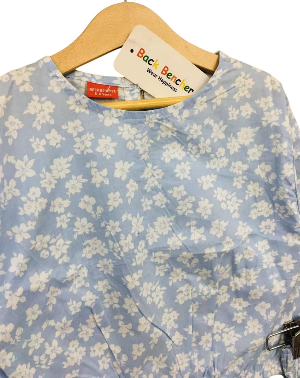 White Flower Full Sleeve Sky Blue Skate Fish Girls ( R-421 )