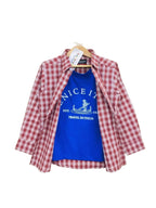Venice Cream & Mahroon Check Double Casual Shirt Boys ( R-374 )