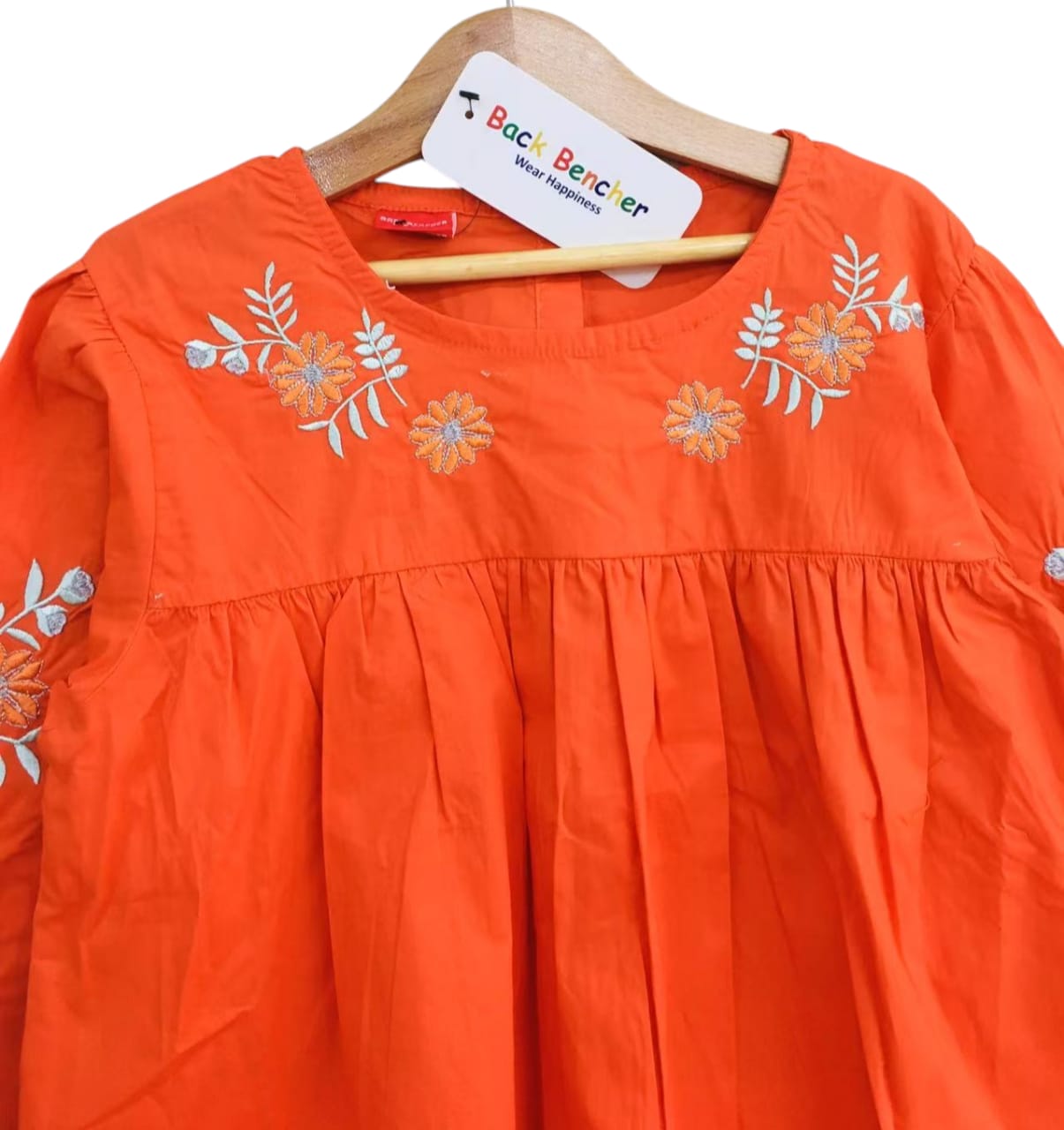 Front Embroidered Orange Top Pairs Girls ( R-414 )