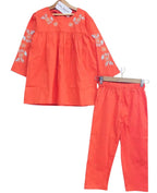 Front Embroidered Orange Top Pairs Girls ( R-414 )