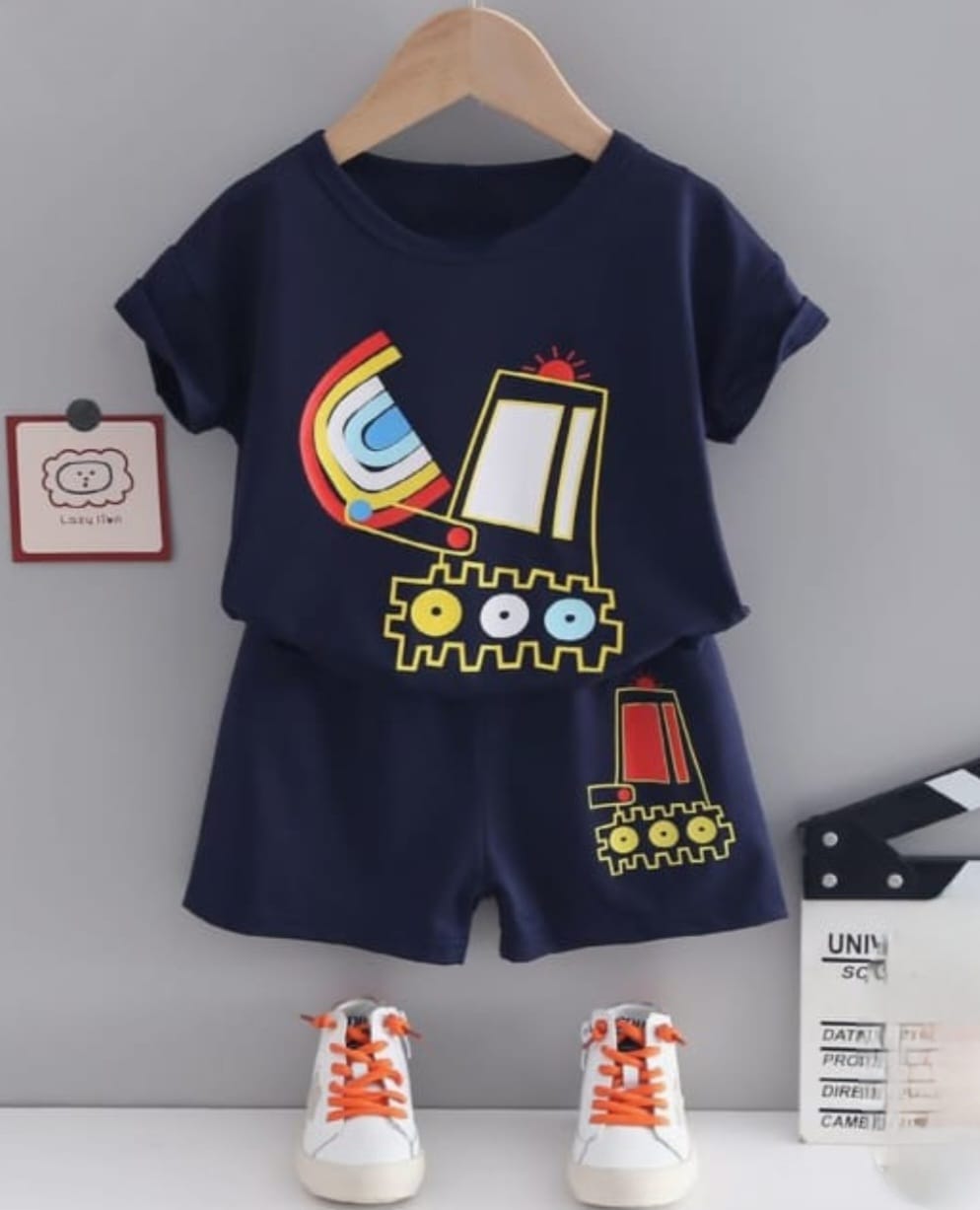 Rainbow Half Sleeve Navy Nicker Suit Boys ( R-179 )