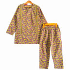 Yellow & Pink Flower With Lase Top Pair Girls ( R-429 )