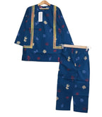 Yellow Multi Flower With Lase Navy Top Pair Girls ( R-388 )