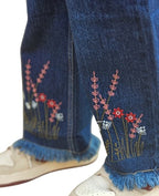 Buttom Embroidered Dark Blue Jeans Girls ( R-10 )