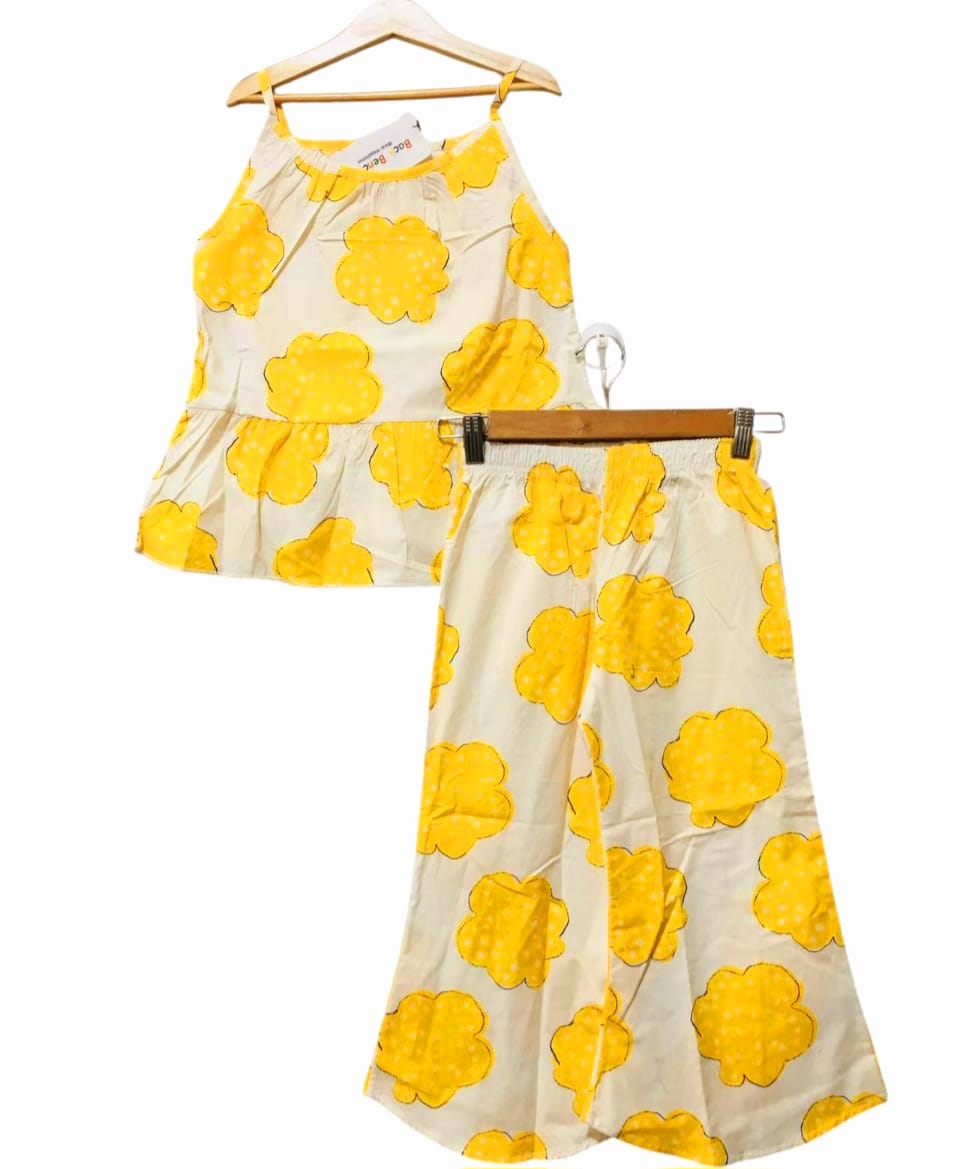 Yellow Shade White Skirt Suit Girls ( R-62 )