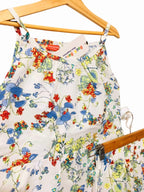 Red Flower All Over Print White Skirt Suit Girls ( R-426 )