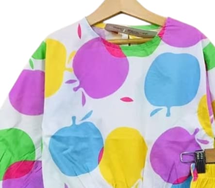 Fruit Print Full Sleevlees White Skate Fish Girls ( R-432 )