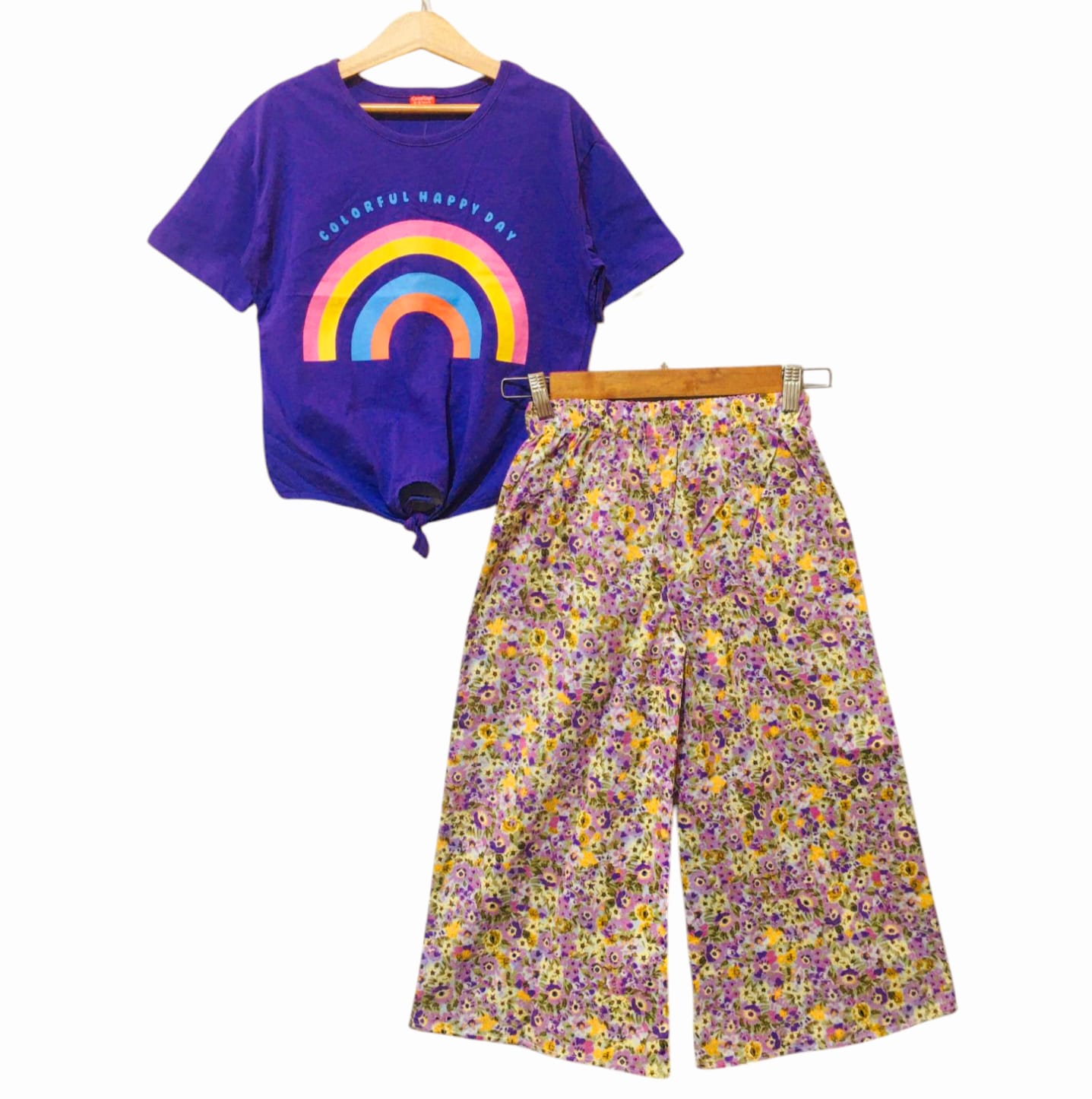 Colorful Happy Day Purple Shirt & Cotton Flapper Girls ( R-56 )