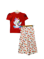 Unicorn Red Shirt & Cotton Flapper Girls ( R-31 )