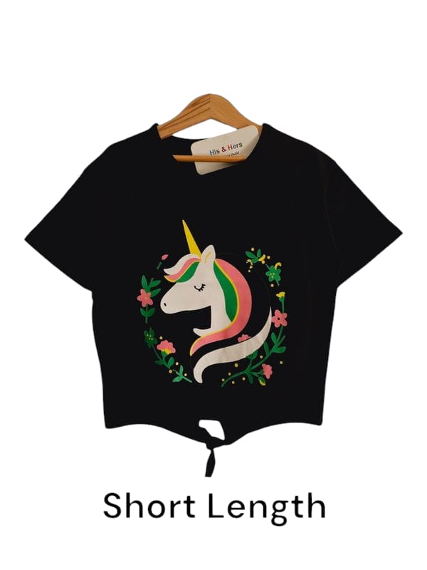 Unicorn Black T-Shirt Girls ( R-100 )