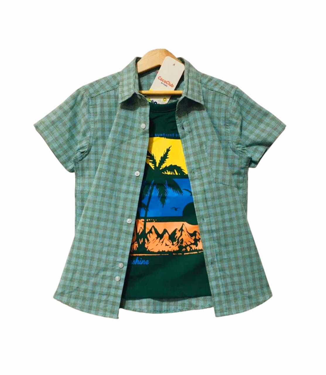 Sunshine Sky Check Double Casual Shirt Boys ( R-316 )
