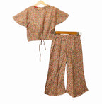 Pink & Yellow Flower Half Sleeve Peach Skate Fish Girls ( R-303)