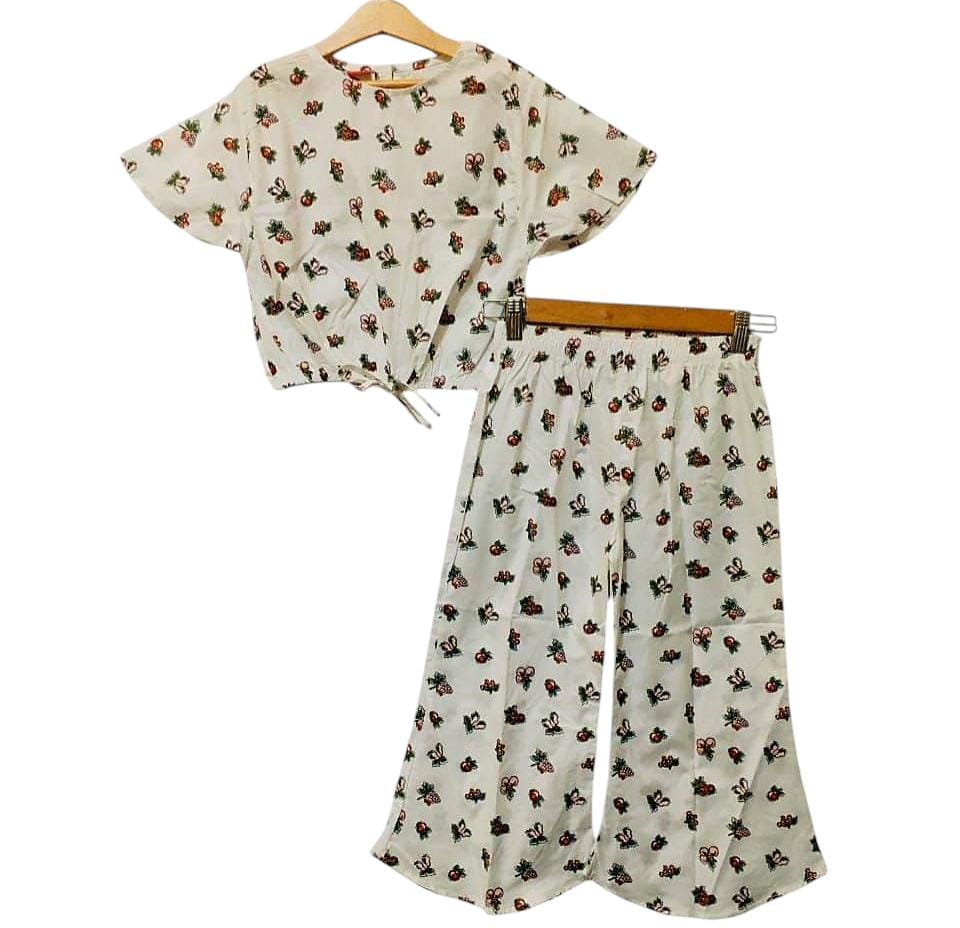 Red Cherry Half Sleeve White Skate Fish Girls ( R-296 )