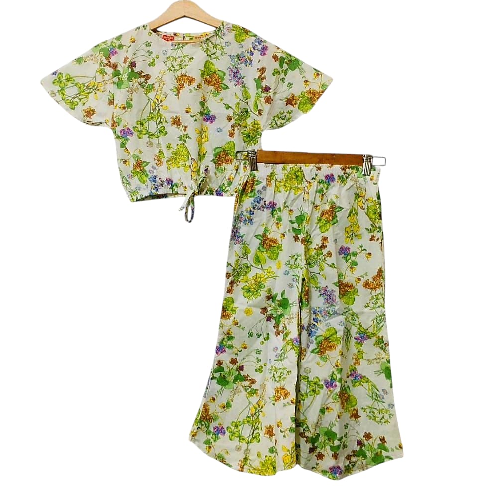 Parrot Multi Flower Half Sleeve White Skate Fish Girls ( R-296 )