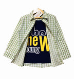New Young White Pista Check Double Casual Shirt Boys ( R-4 )