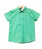 Green Checked Half Sleeve Casual Shirt Boys ( R-60 )