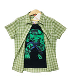 Hulk Green Check Double Casual Shirt Boys ( R-145 )