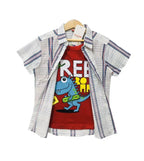 Free White Check Double Casual Shirt Boys ( R-472 )