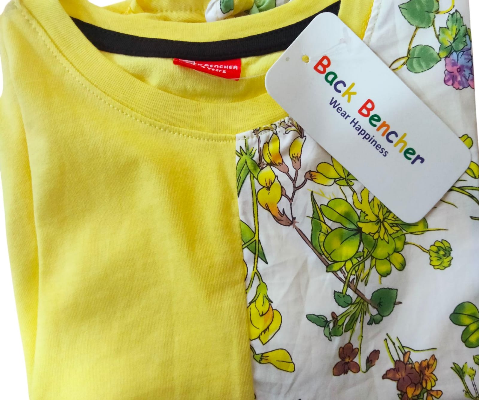 Multi Flower Yellow T-Shirt Girls ( R-456 )