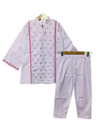 All Over Embroidery Light Purple Top Pairs Girls