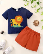Lion Print Navy Nicker Suit Boys