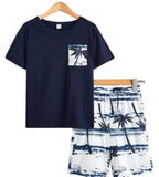Tree Pocket Print Navy Nicker Suit Boys(R-156,163)