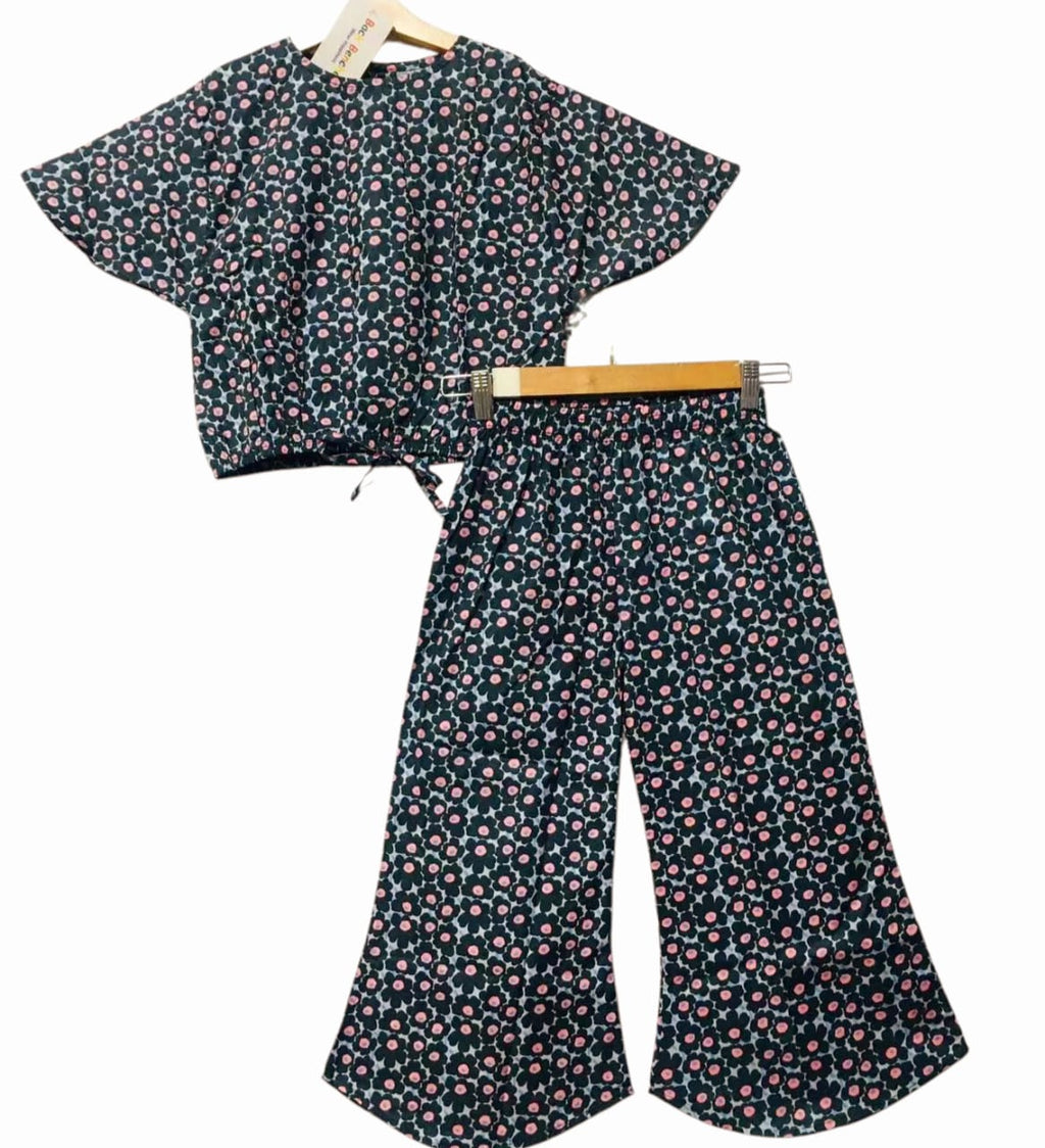 Pink Flower All Over Print Half Sleeve Black Skate Fish Girls(R-339,349,353)